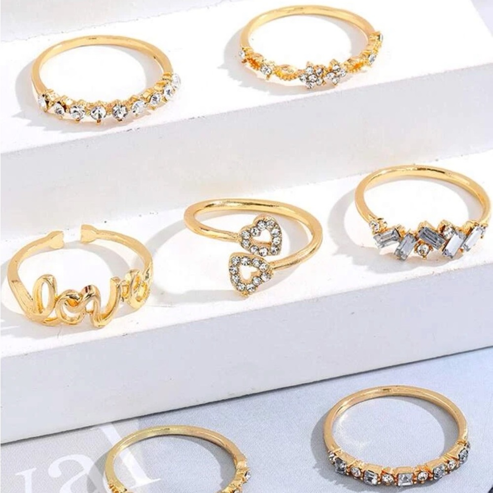 7pcs Rhinestone Decor Ring - Picture 2 of 4